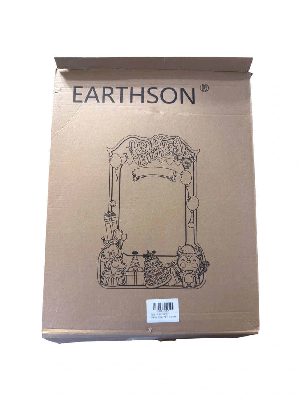 EARTHSON 6 Ft x 4 Ft Happy Birthday Photo Booth Box Frame | Life-Size Party